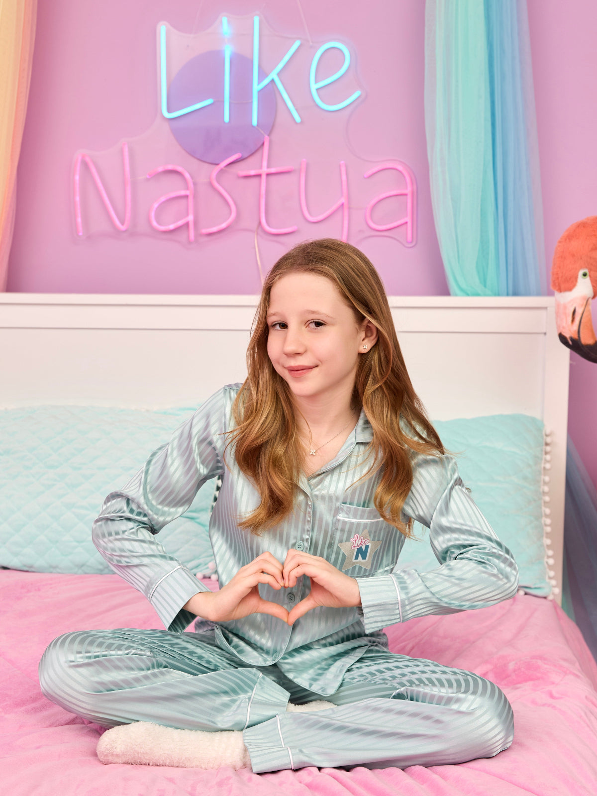 Like Nastya Minty Magic Satin Pajama Set